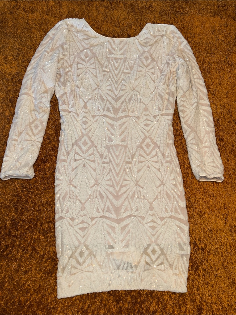 Slate & Willow Ivory Beaded Long Sleeve Sheath Dress